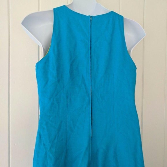 Giorgio Fiorlini Blue Linen Rayon Sleeveless Dress - Picture 3 of 5